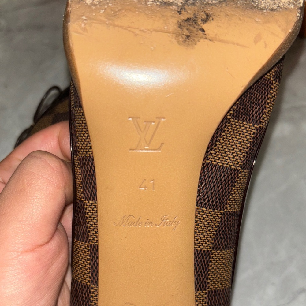 Louis Vuitton Black and Brown Peep-Toe Heels - Picture 5 of 6